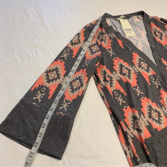 Southern Stitch Gray Aztec Lightweight Duster Cardigan Women’s S-M New - Picture 7 of 10